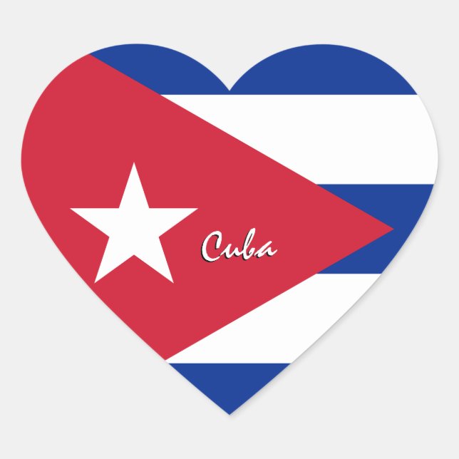 Adesivo de Coração de Cuba, Bandeira Cubana Patrió (Frente)