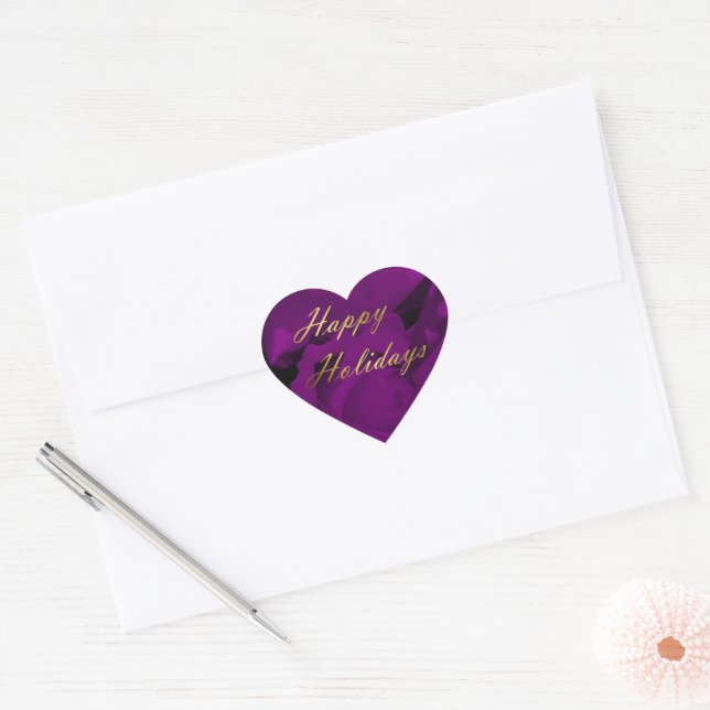 adesivo de coração de flor roxa grande (Envelope)