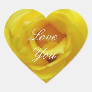 Adesivo de Coração de Rosa Amarela Te Amo