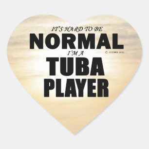Adesivo de Coração do Tuba Player Normal
