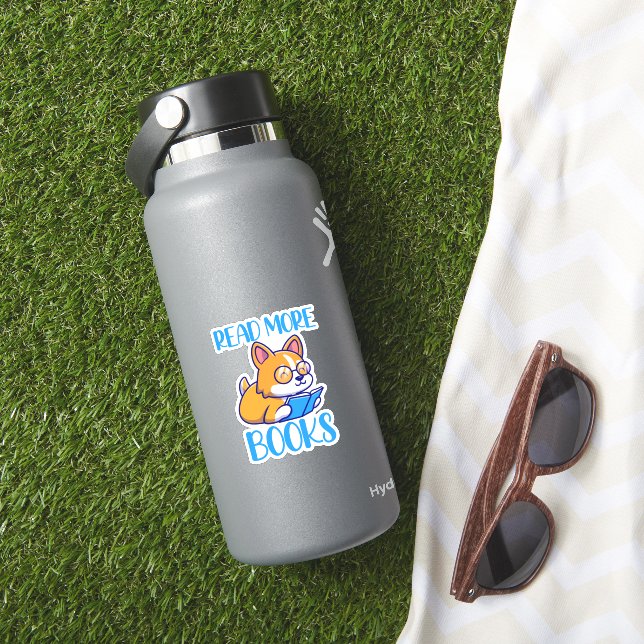 Adesivo de Corgi Lendo Livro (HydroFlask Insitu)