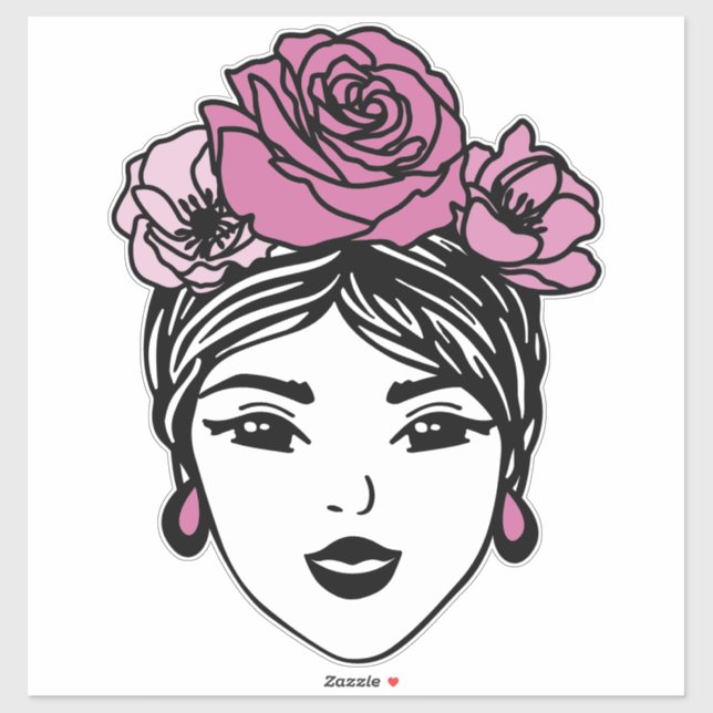 Adesivo de Coroa de Flores com Coqueiro Desgrenhad (Folha)