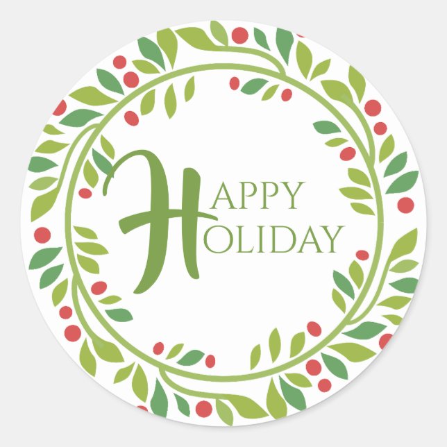 Adesivo de Coroa de Natal com Frutas Vermelhas (Frente)