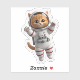 Adesivo de corte gato astronauta no espaço 3D fofo