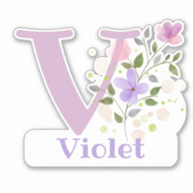 Adesivo de Corte Nome Violeta com a Letra V