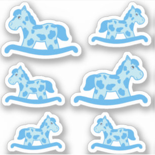 Adesivo de Crianças de Desenho de Cavalo Azul-Bon