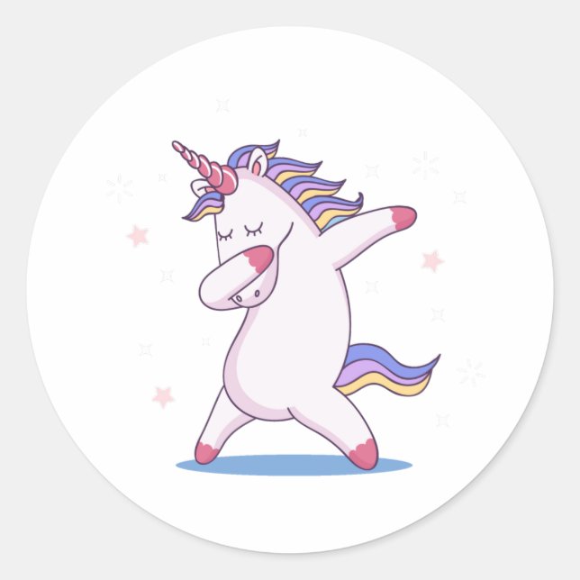 Adesivo de Dabbing Unicórn de Cute Único (Frente)