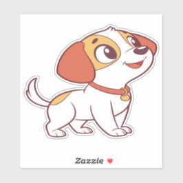 Adesivo de desenho animado de cachorrinho feliz fo