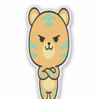 Adesivo de Desenho Animado Kawaii Laranja Tigre Ma