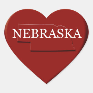 Adesivo de Design do Mapa do Coração de Nebraska