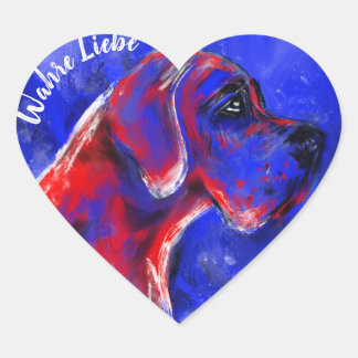 Adesivo de dogue vermelho azul coração