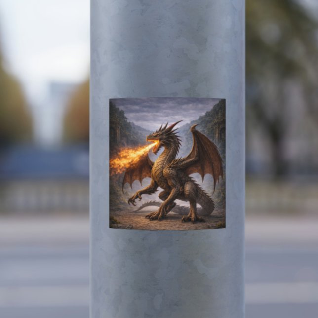 Adesivo de Dragão de Fogo – Feroz Dragão Mitológic (Criador carregado)