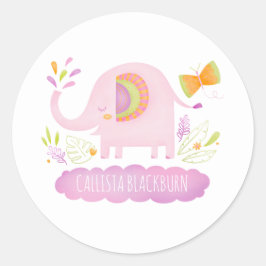 Adesivo de elefante rosa-claro personalizado