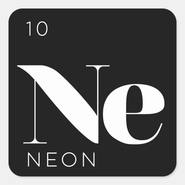 Adesivo de Elementos de Mesa periódica // Neon (Frente)
