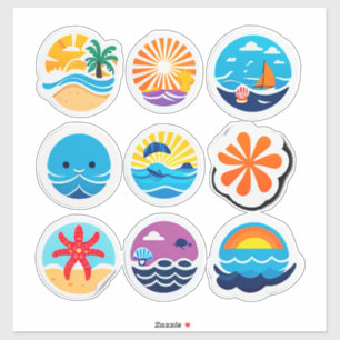 Adesivo de Emoji de Verão Colorido