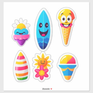 Adesivo de Emoji de Verão Colorido