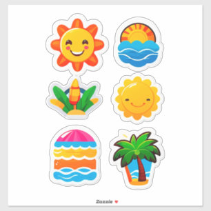 Adesivo de Emoji de Verão Colorido