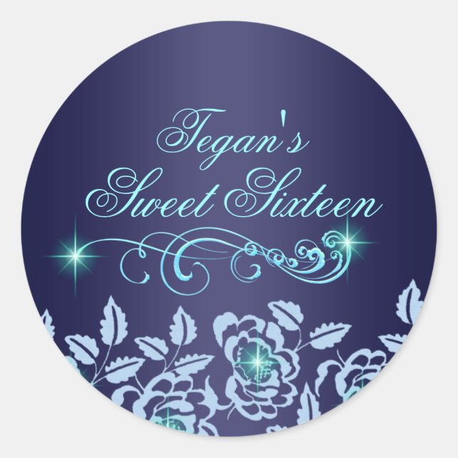 Adesivo de envelopes Princesa Blue Rosa Sweet 16 (Frente)