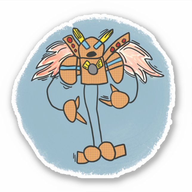 Adesivo de estilo de banda desenhada de robôs lara (Frente)