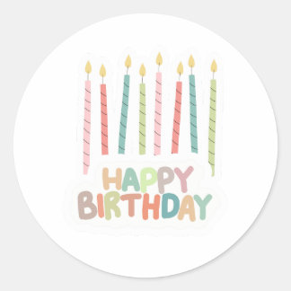 Adesivo de Etiqueta de Aniversário Com Velas