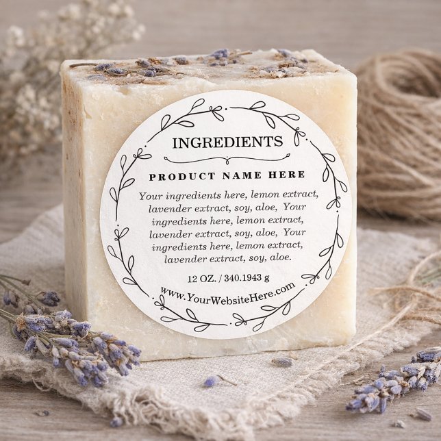 Adesivo de Etiqueta de Ingredientes de Grinalda de (Foliage Wreath Ingredients Product Label Sticker)
