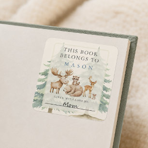 Adesivo de etiqueta de livro de animais da florest
