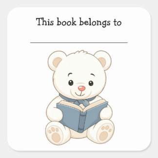 Adesivo de etiqueta de livro de urso e livro editá