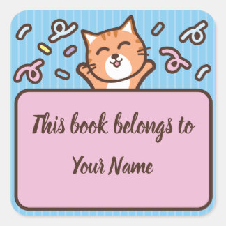 Adesivo de etiqueta de livro personalizado de gato