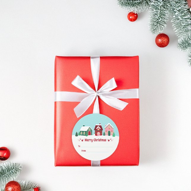 Adesivo de Etiqueta de Presente da Aldeia de Natal (Criador carregado)
