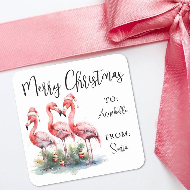 Adesivo de Etiqueta de Presente de Natal de Praia  (Tropical Beach Christmas Gift Tag Sticker)