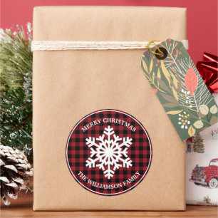 Adesivo de etiqueta de presente de Natal xadrez ve