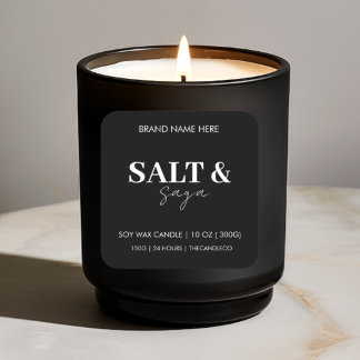 Adesivo de Etiqueta de Vela Personalizada Preto e 