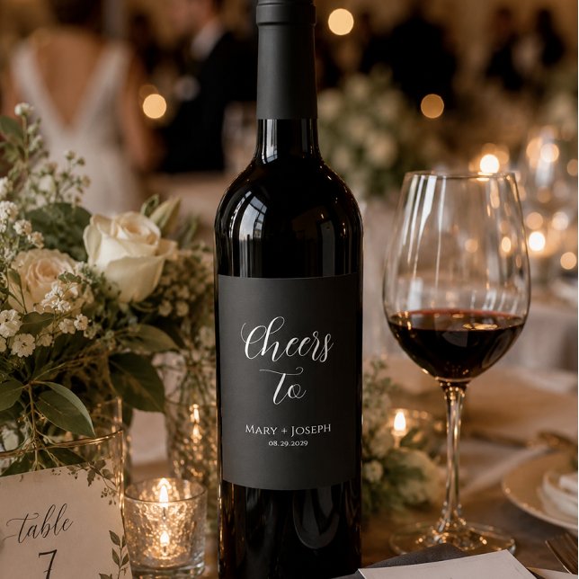 Adesivo de Etiqueta de Vinho de Cásamento Preto El (Criador carregado)