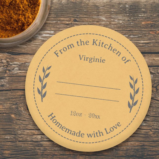 Adesivo de Etiqueta Kraft Amarelo e Rústico Feito  (Yellow Kraft & Rustic Made with Love Label Sticker)