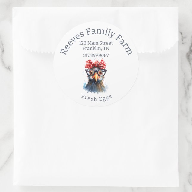 Adesivo de Etiqueta Redonda de Caixa de Ovos Frang (Bolsa)
