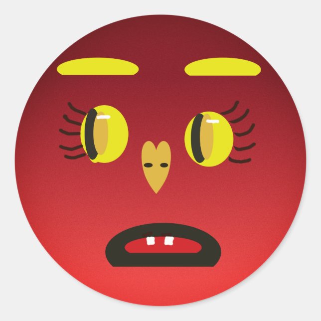 Adesivo de face triste de olhos amarelos (Frente)