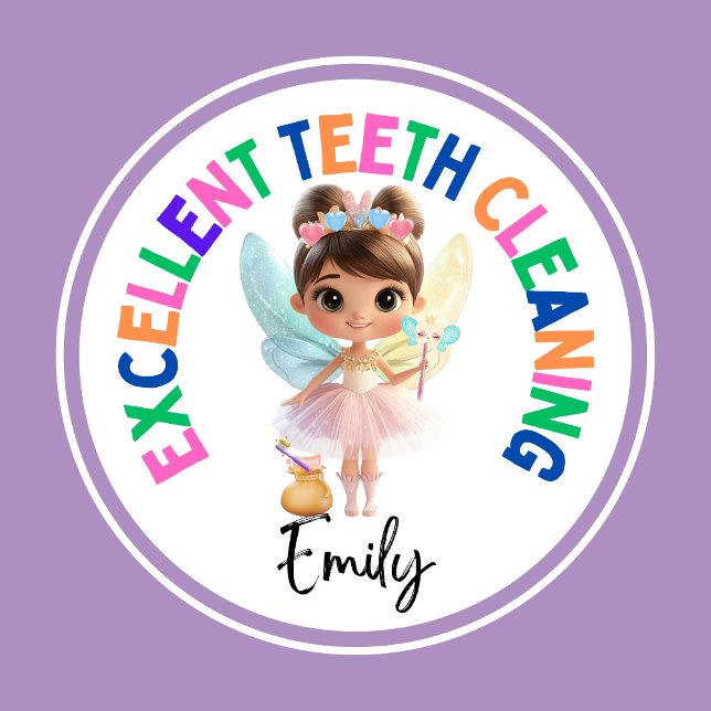 Adesivo de fada dentária personalizada - adesivo d (Excellent Teeth Cleaning Personalized Tooth Fairy Sticker)