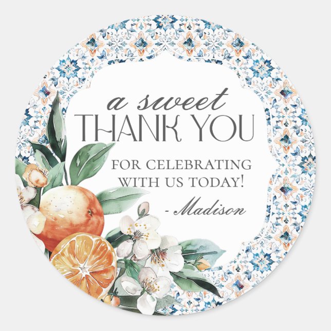 Adesivo de Favor de Sobremesa Italiana de Citros T (Frente)