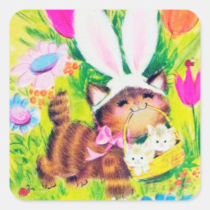 Adesivo de Feriado de gatos de Páscoa retrorreflec