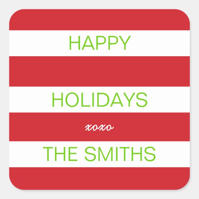Adesivo de feriados felizes (vermelho e branco) (Frente)