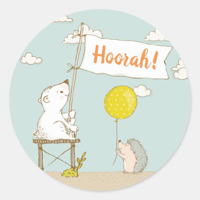 Adesivo de festa Hoorah (Frente)