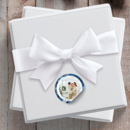 Adesivo de Foto de Natal Redondo Floco de Neve Azu