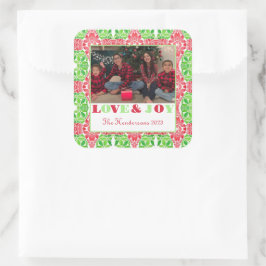 Adesivo de fotos do mosaico vermelho e verde