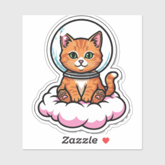 Adesivo de Gato Astronauta Kawaii Fofo - Amante do