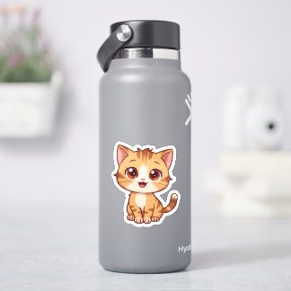 Adesivo de Gato Atigrado Laranja Fofo – Kawaii Ki