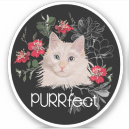 Adesivo de gato branco PERFEITO ou o nome do seu g