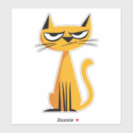 Adesivo de Gato de Desenho Animado Mal-Humorado