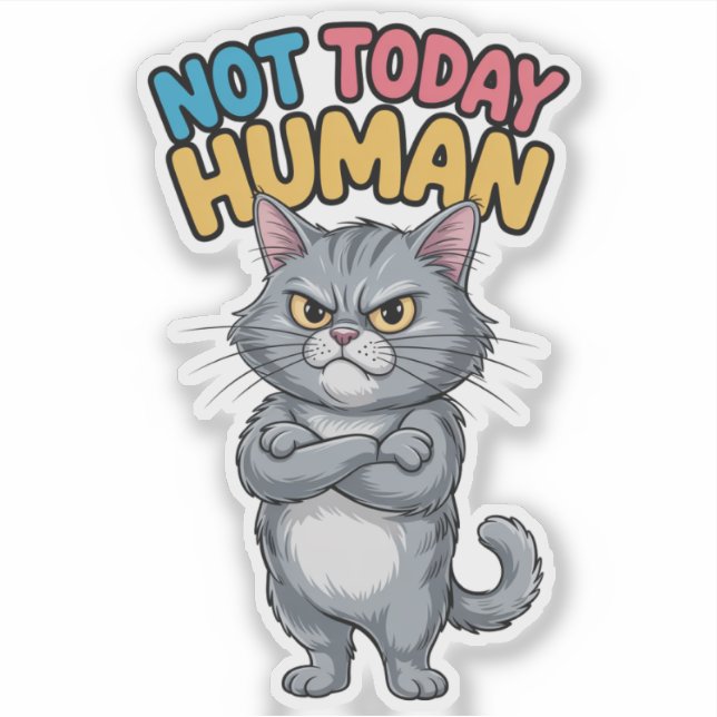 Adesivo de Gato Humano Sem Saci Hoje (Frente)