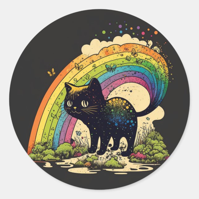 Adesivo de gato preto arco-íris lgbtq (Frente)