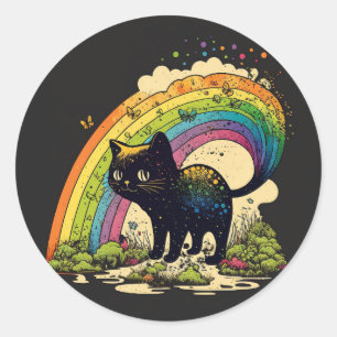 Adesivo de gato preto arco-íris lgbtq